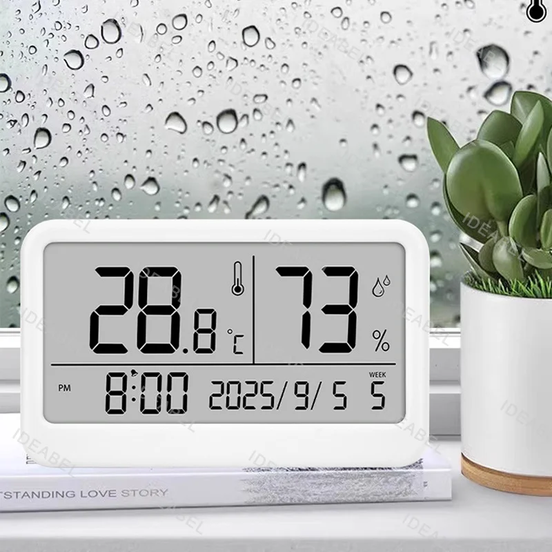LCD Display Temperature Meter Multi-functional Desktop Clock Real-Time Display Wall Mount Digital Alarm Clock Home Use