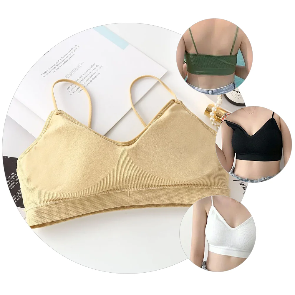 6 buah kamisol rompi tanpa tali bra mulus leher Bralette bra Bandeau wanita tidur untuk pakaian dalam Gratis bantalan Mini