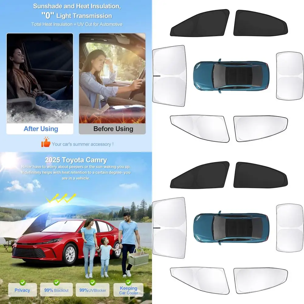 تويوتا كامري 2025-2026 مظلات نافذة السيارة، تغطية كاملة للحماية من الأشعة فوق البنفسجية، استخدام الخصوصية والتخييم #1
