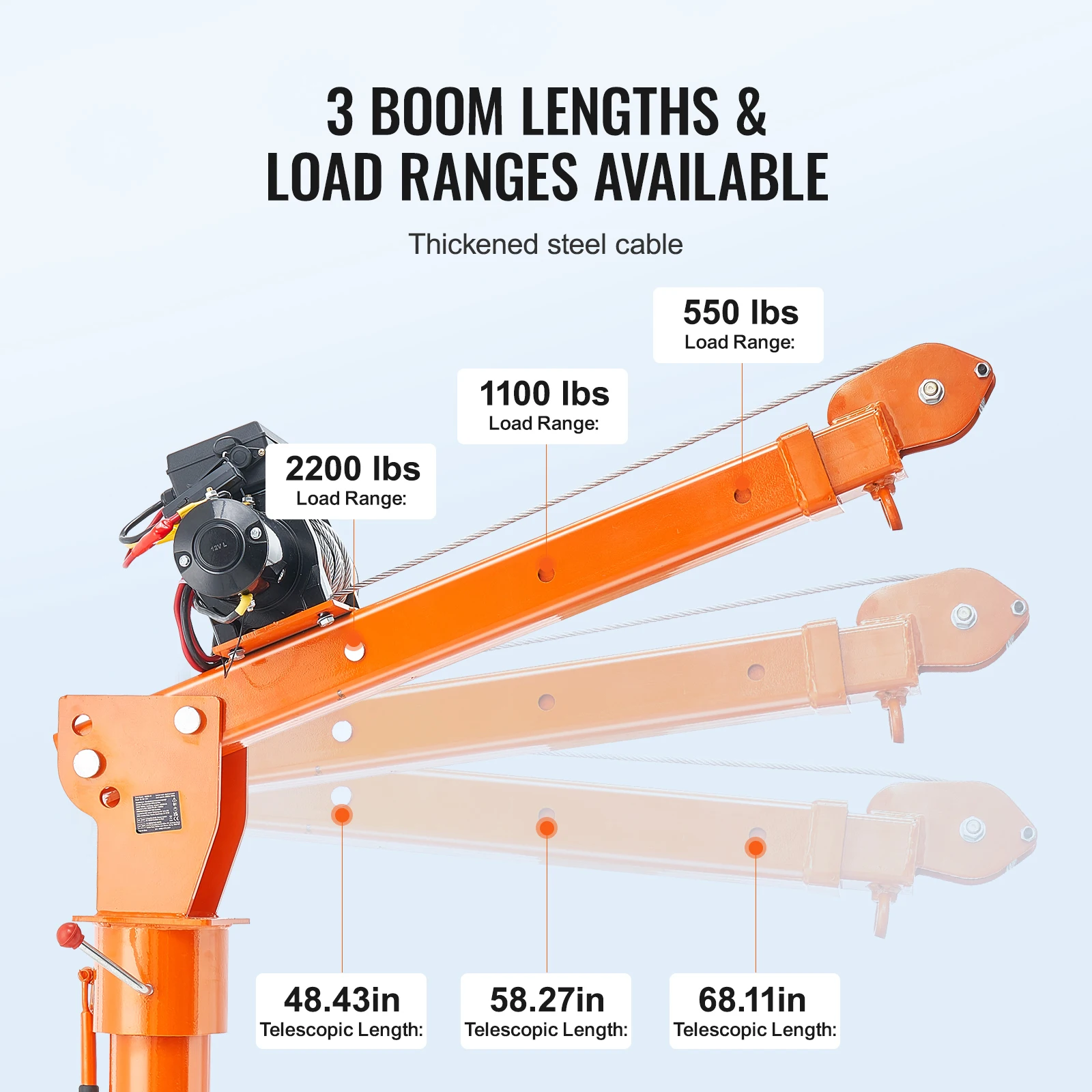 SucceBuy 2200lbs 전기 호이스트 트럭 크레인 360 °   6000lbs 전동 윈치가 장착된 회전식 접이식 침대 지브 크레인 (물품 리프팅용)