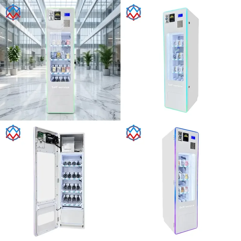 for European Standard Outdoor Wall Mounted Vending Machine 7 Inch Touch Screen Snack Drink White SDK Remote Control