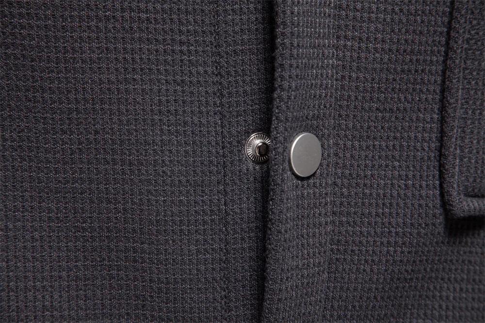 Autumn Winter Fleece Waffle Lapel Zip-Up Jacket Men's Pocket Casual Outerwear