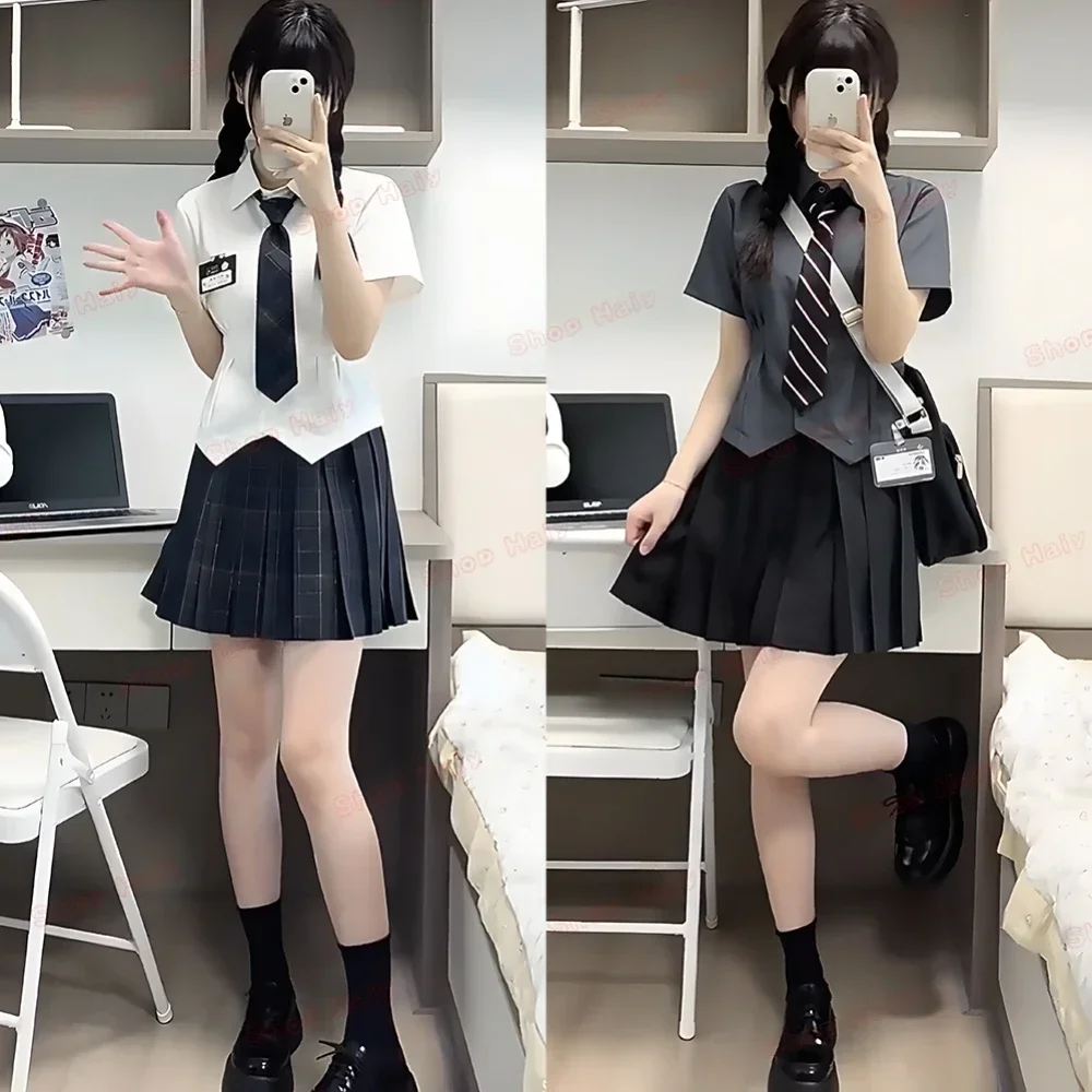 Uniforme escolar japonés para chica, traje Jk, camisa Sexy ajustada con diseño definido en la cintura, disfraces de Anime COS de belleza para mujer, venta al por mayor