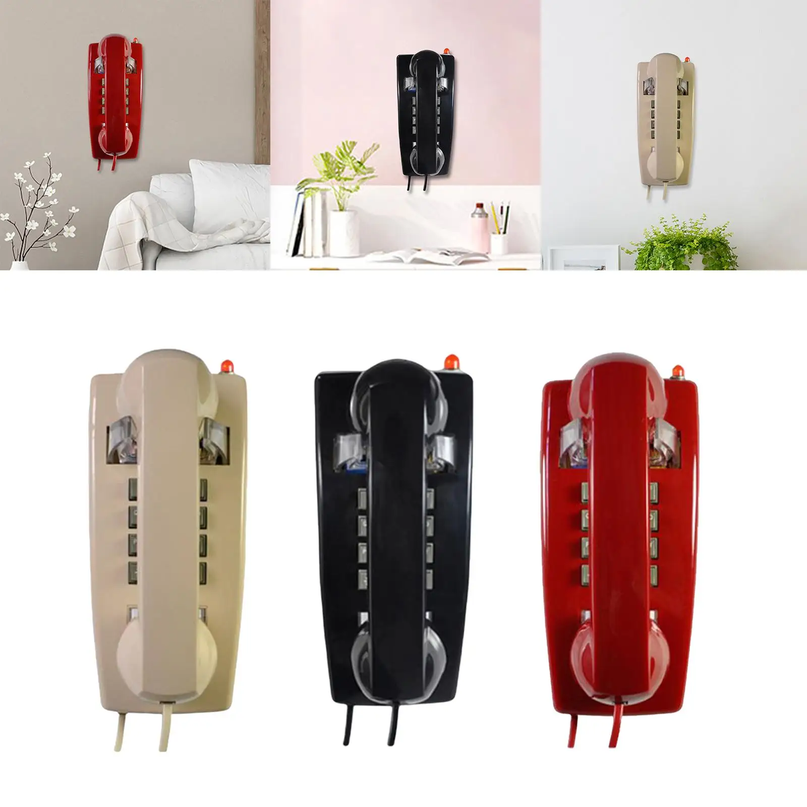 Retro Wall Phone Handset Volume Control Wall Telephone for Bathroom School