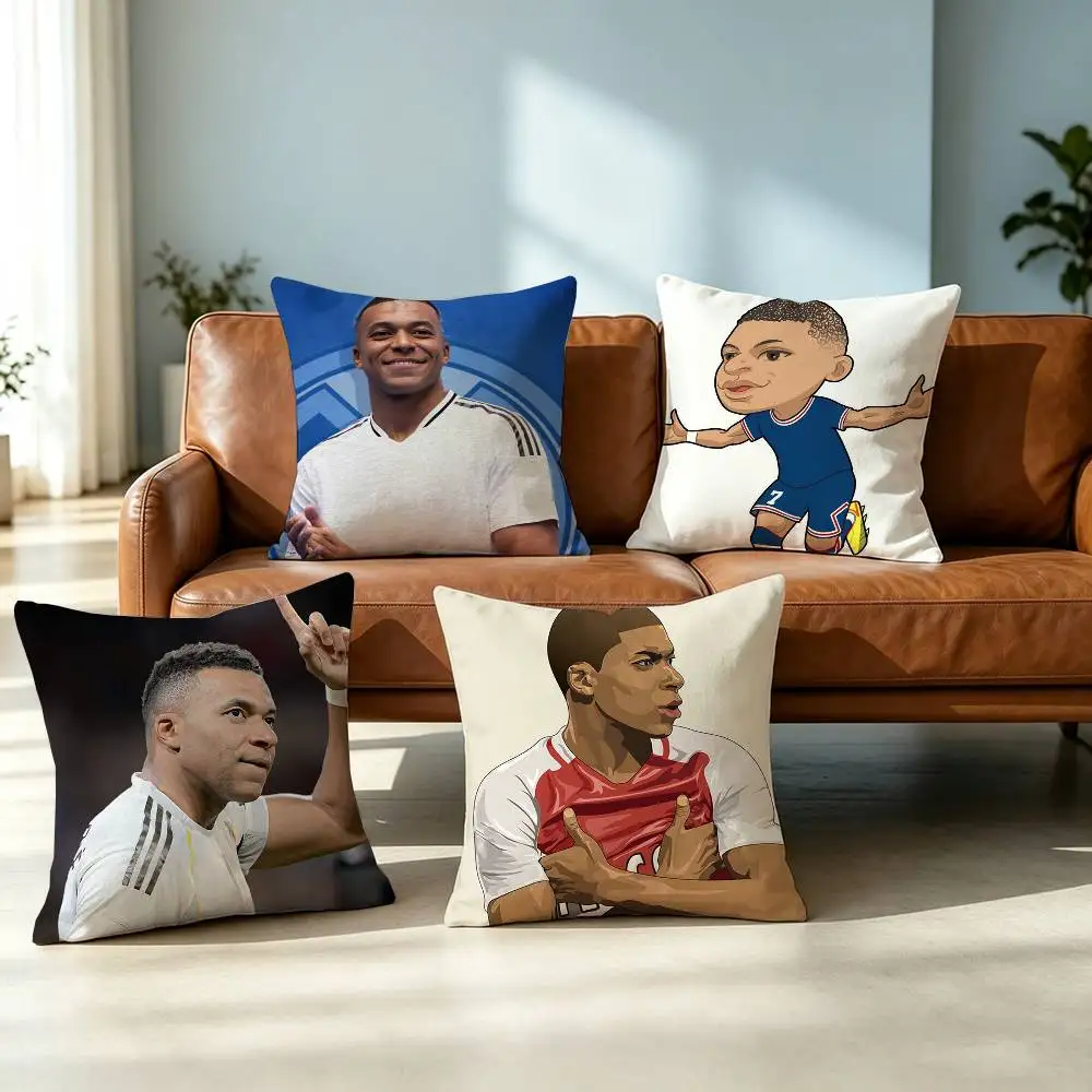 K-Kylian Mbappe-E  Football 10 Square Double-Sided printed Pillow Case Bedroom Bedside Pillow Sofa Cushion Cover Gift