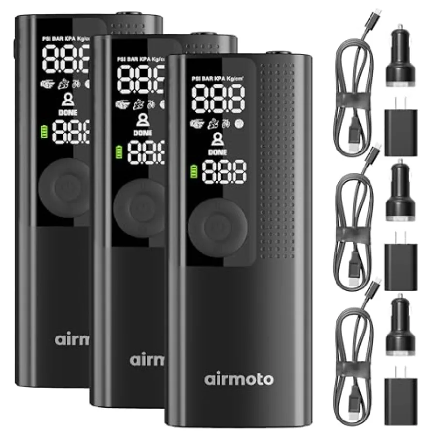 ضاغط هواء محمول مع مجموعة أدوات الطاقة لإطارات السيارات والدراجات النارية ومنفاخ الإطارات اللاسلكي لشحن المنزل