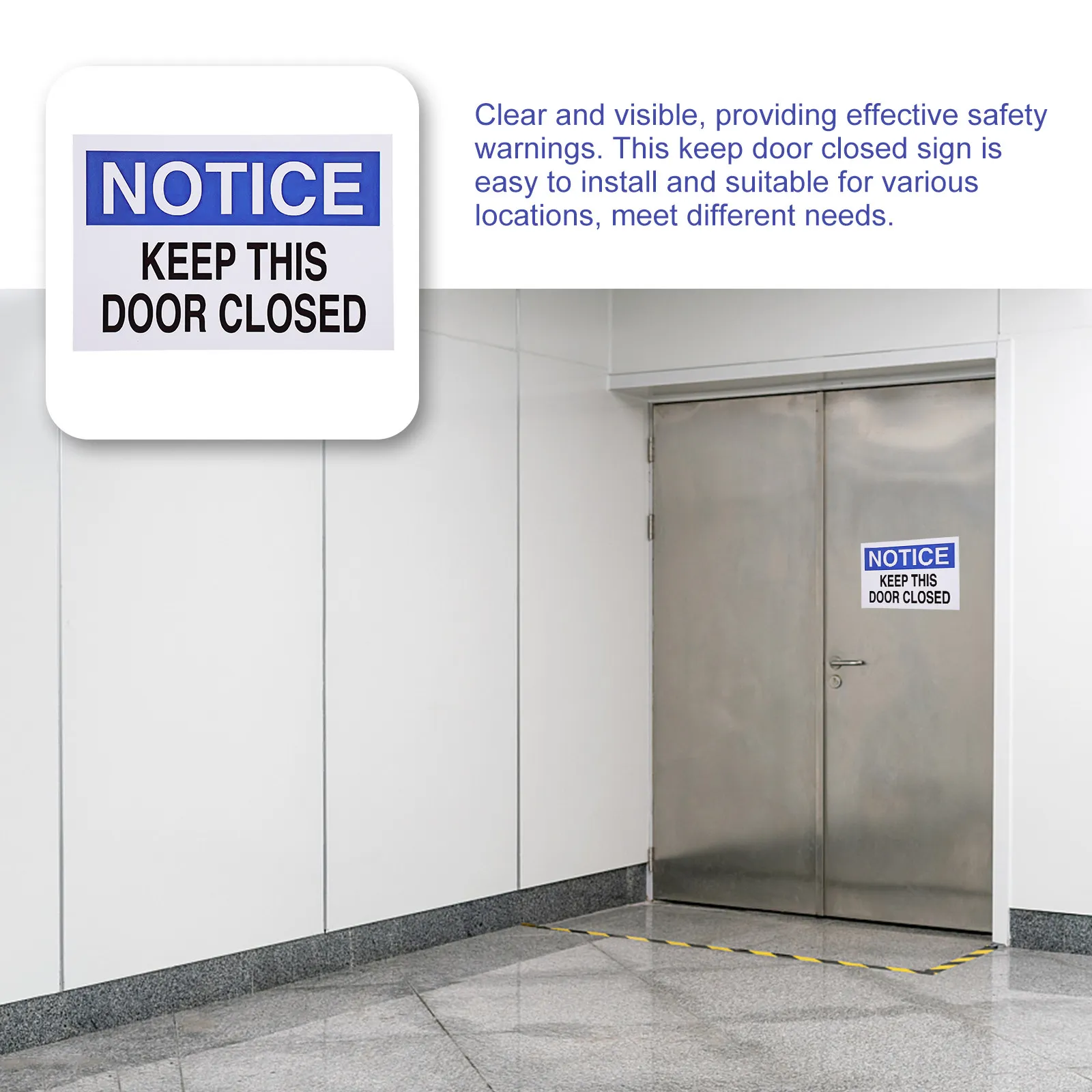 Door Closed Sign Aluminum Keep Door Closed Safety Notice Sign for Retail Store Office Counter Warehouse Clear Warning Visibility