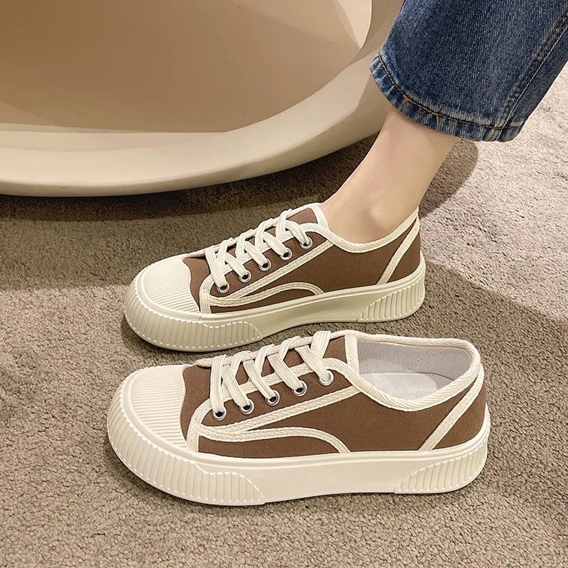 รองเท้าผ้าใบสำหรับผู้หญิง, รองเท้าสตรีพื้นหนา2023หลากหลายใหม่ระบายอากาศได้รองเท้ากีฬาบอร์ดบิสกิต