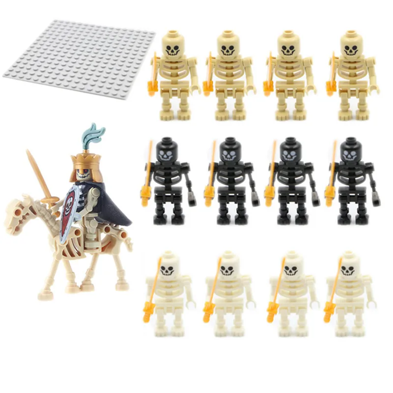 Medieval Castle Knight Soldier Warriors Skeletons Model Building Blocks Strong Orcs Figures Collection Toy for Children Gifts