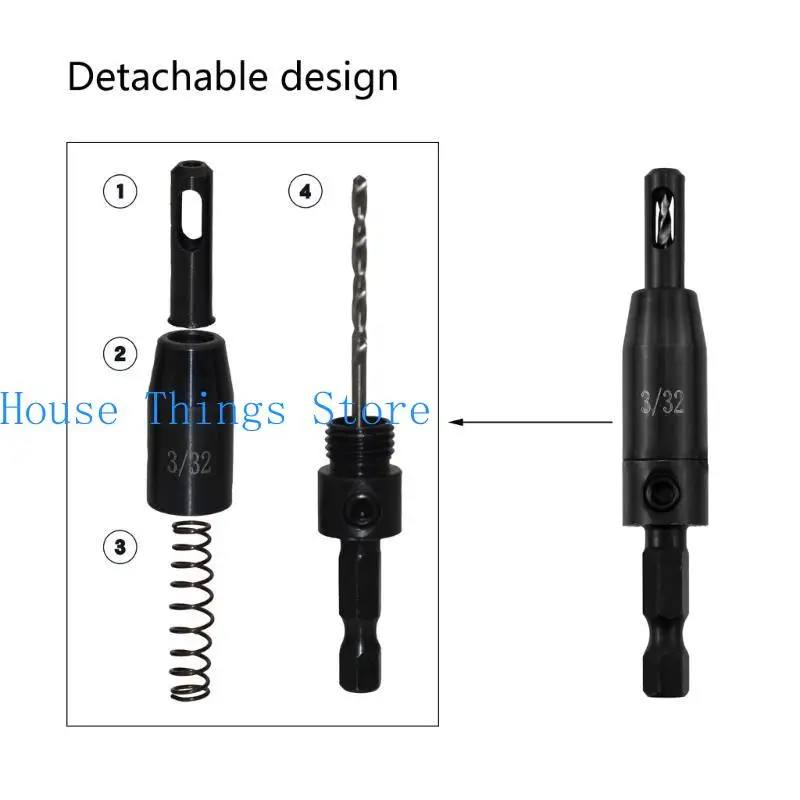 

652F Convenient Drill Bit Assorted Centering Hinge Drill Bit 1/8'' 7/64'' 3/32'' Size Drill Bits for Carpenters
