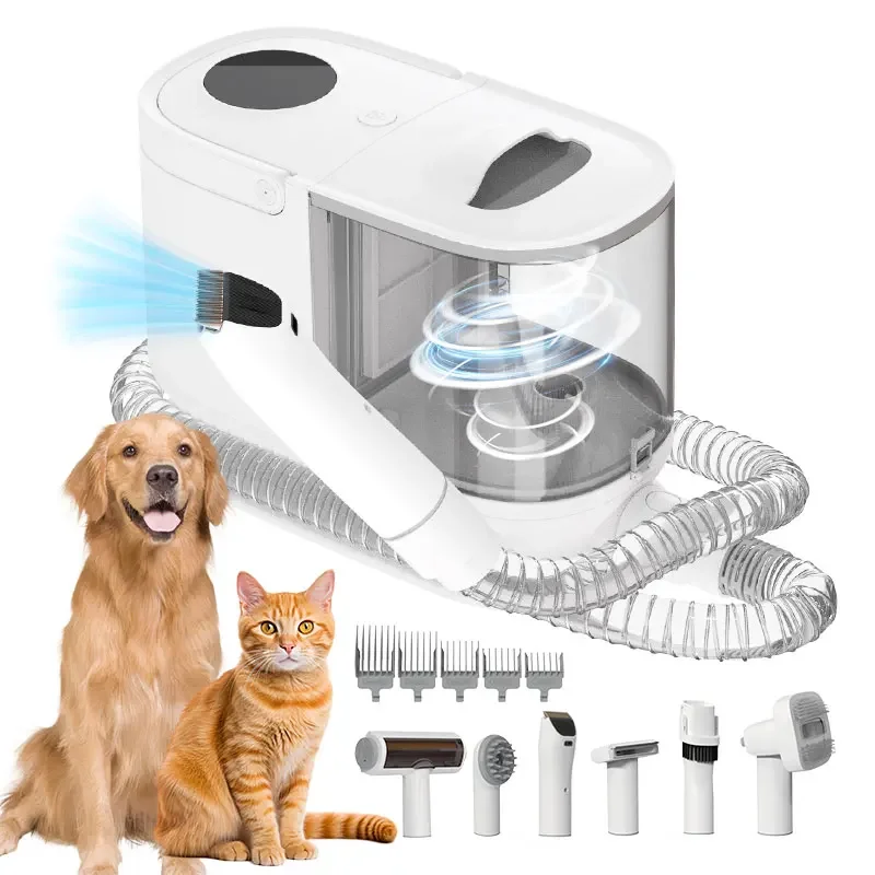 

2025 New Pet Products Electric Dog Hair Dryer Deshedding Tool Clipper Brushes Pet Hair Grooming Vacuum Cleaner Kit for Cat Dogs