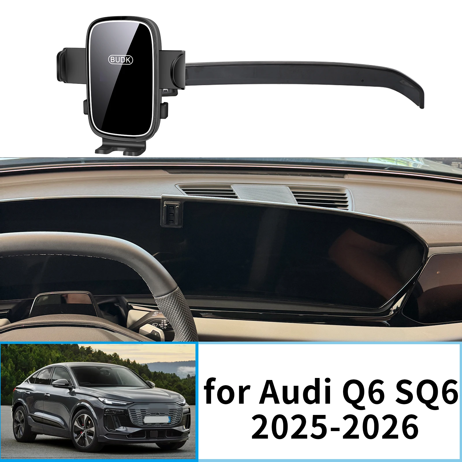 

Для Audi Q6 SQ6 Sedan 2025 2026 Sportback электрический GPS кронштейн навигационная подставка автоаксессуары автомобильный держатель для мобильного телефона