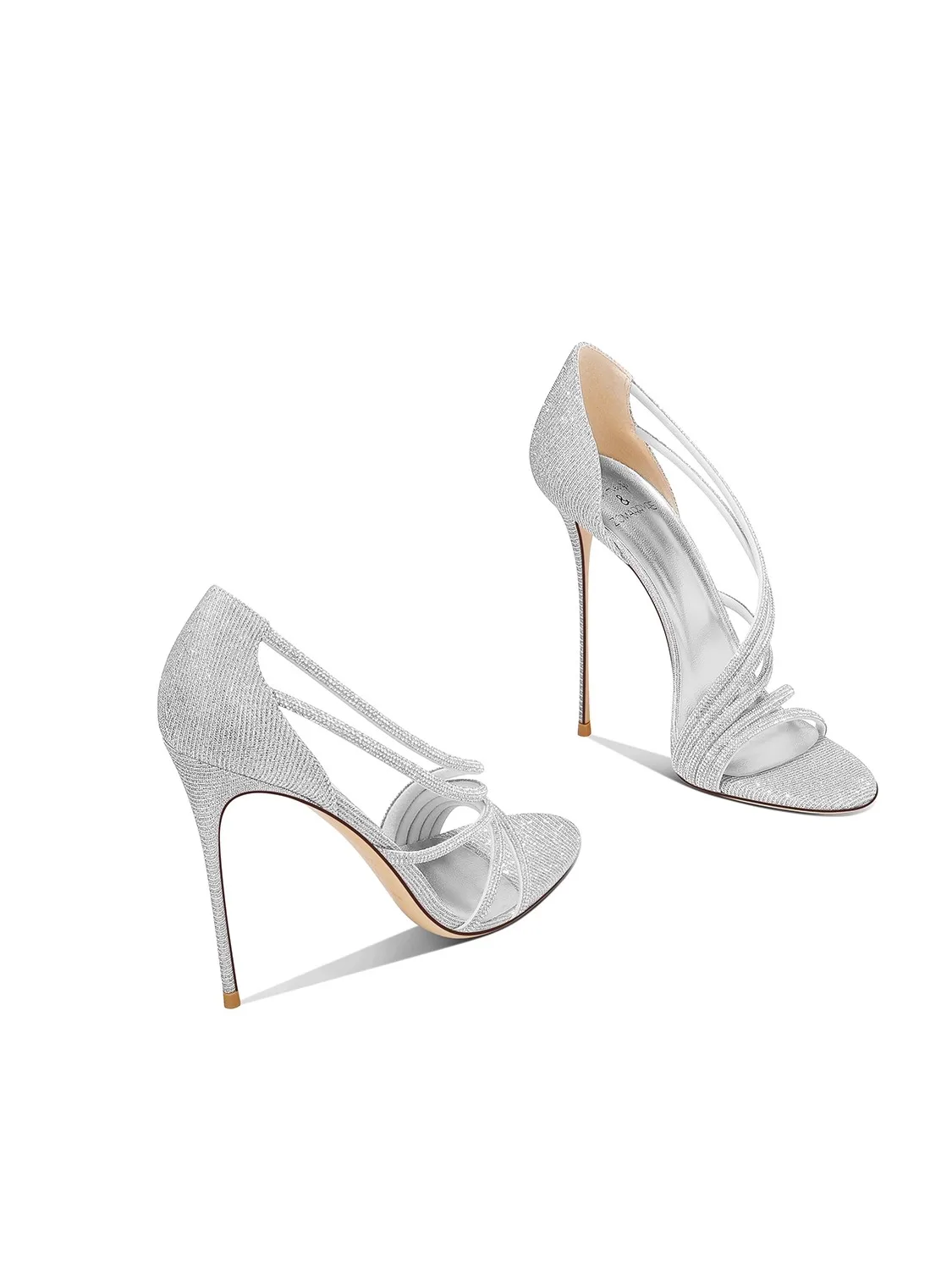 Thin high-heeled sandals summer new round toe sequin rhinestone thin strap sexy sandals banquet large size small size women shoe