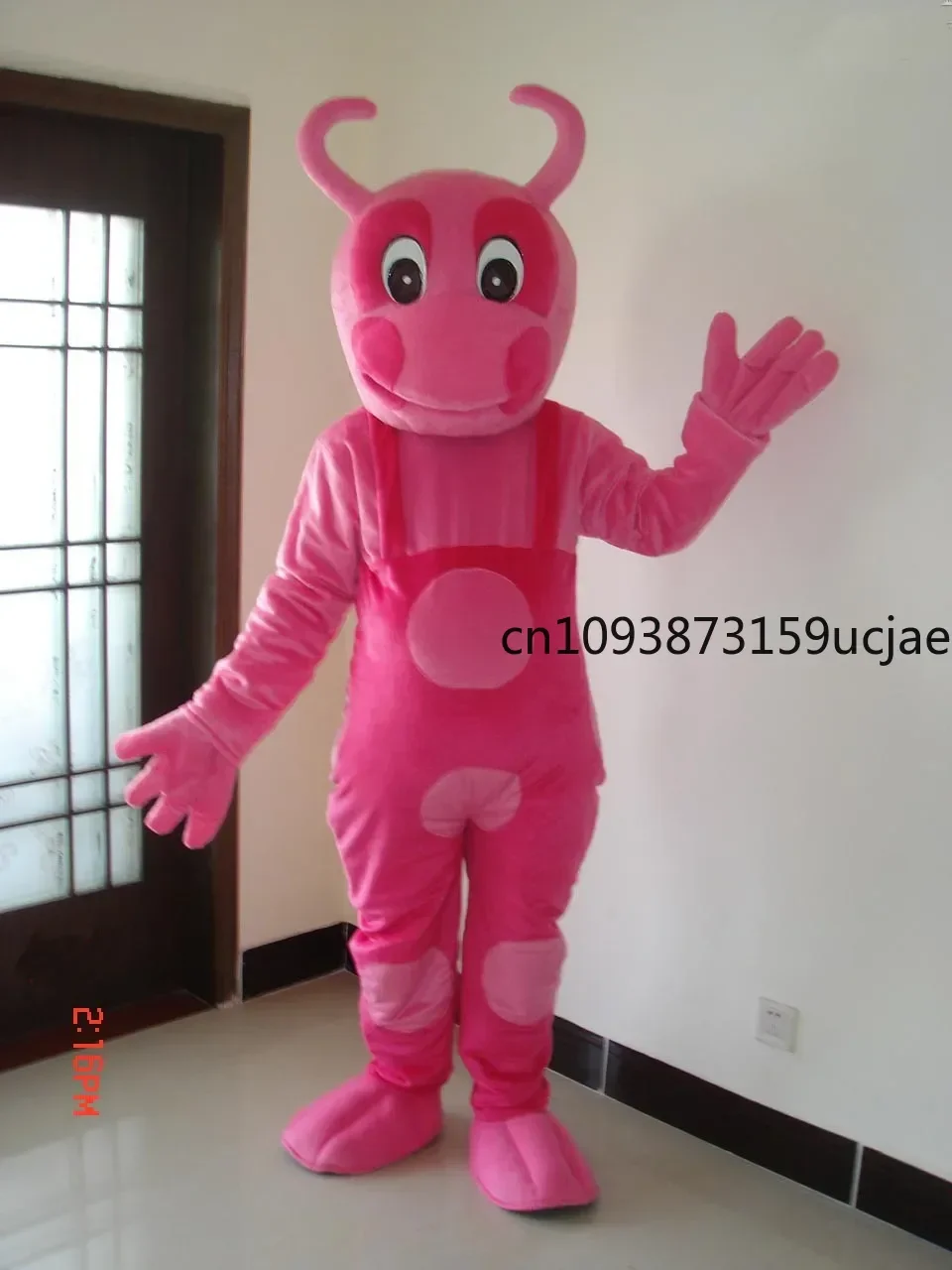 Cartoon Backyardigans Uniqua Mascot Costume Halloween  Fancy Dress Fursuit Pink Cow Mascotter Cosplay Costume Mask Party Event