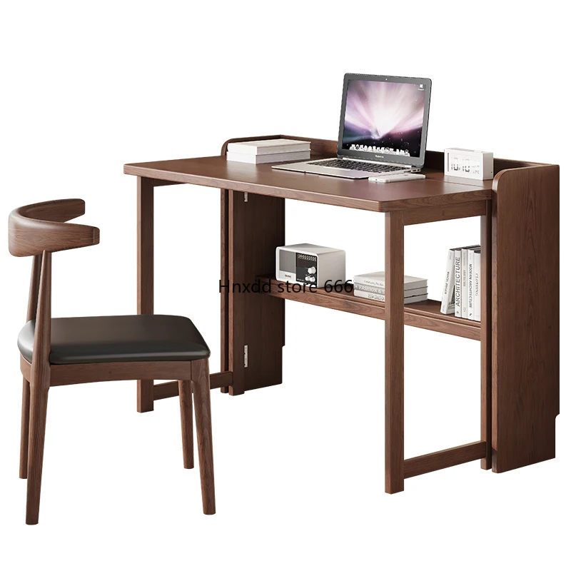 

All solid wood folding desk household simple computer bedroom retractable study table