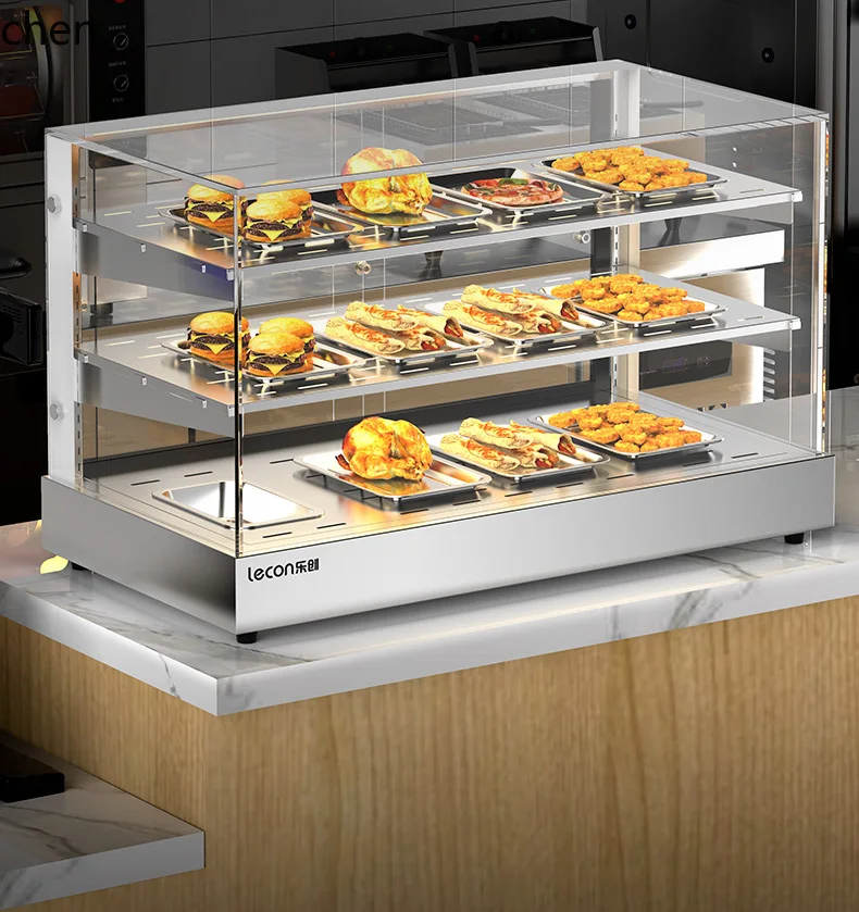 

LXC Insulation Cabinet Commercial Fried Chicken Burger Display Cabinet Deli Food Bread Egg Tart Small Heating Thermostat