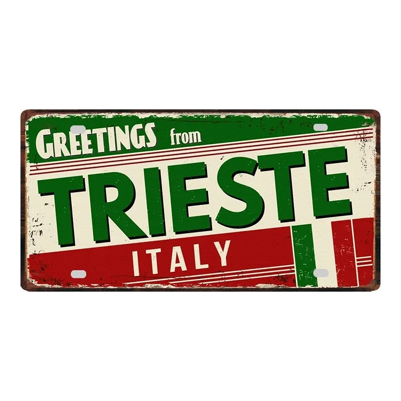 Italy Decorative Plates of Countries Greetings From Rome Metal Tin Signs Retro Vatage Plate Retro Wall Art Home Decor 30X15CM