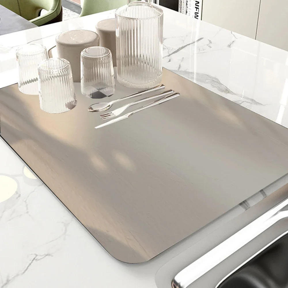 Marble Kitchen Dish Drainer Mat Antiskid Draining Mat Coffee Maker Drain Pad Quick Dry Tableware Mat Kitchen Absorbent Placemat