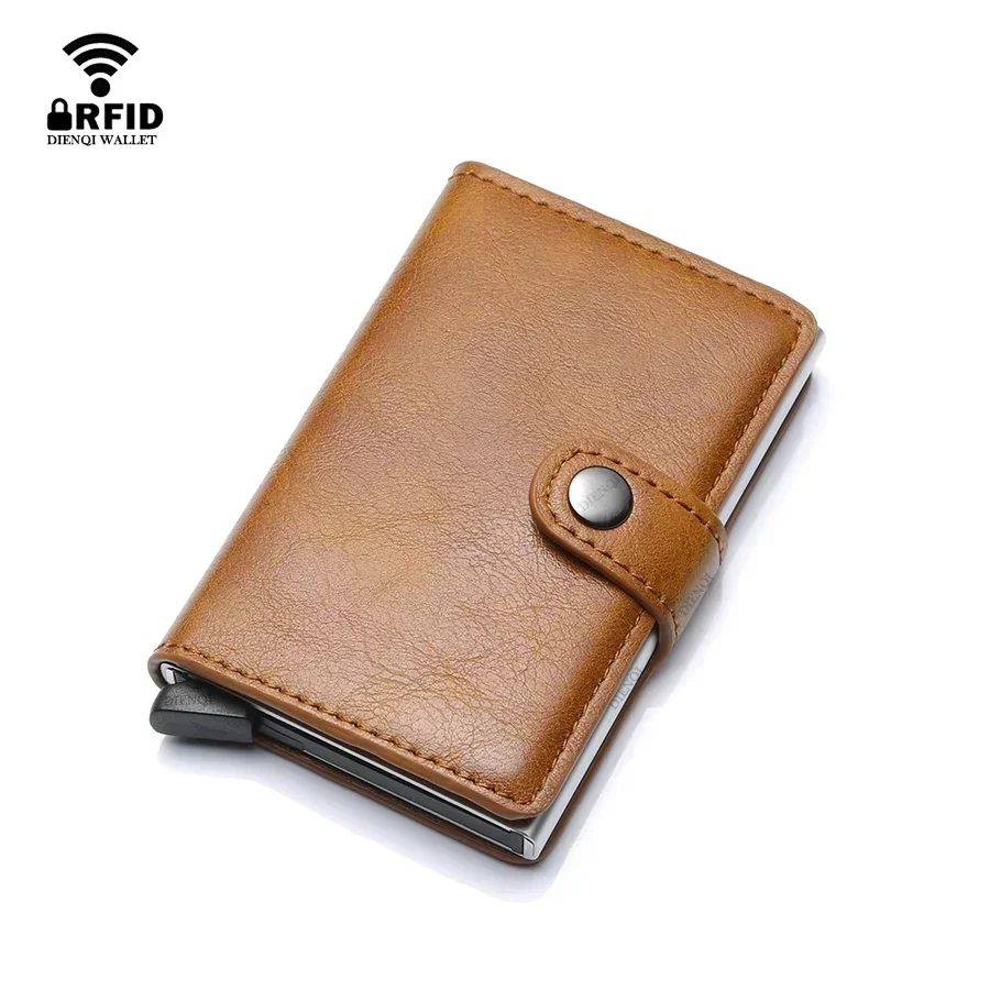 Rfid ID Card Holder Luxury Purse Wallet Men Passport Holder Small Smart Metal Bank Credit Leather Cardholder for Women Card Bag