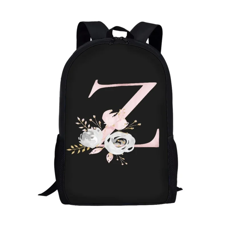 Art Letter Flower Design Backpack Students Girls Boys School Bag Women Men Casual Travel Rucksacks Teenager Daily Backpacks