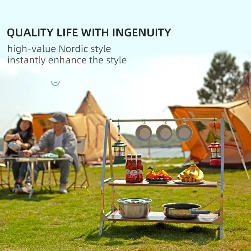

Outdoor Camping Storage Shelf Portable Folding Shelf Storage Rack Garden Stainless Steel Storage Rack Stand