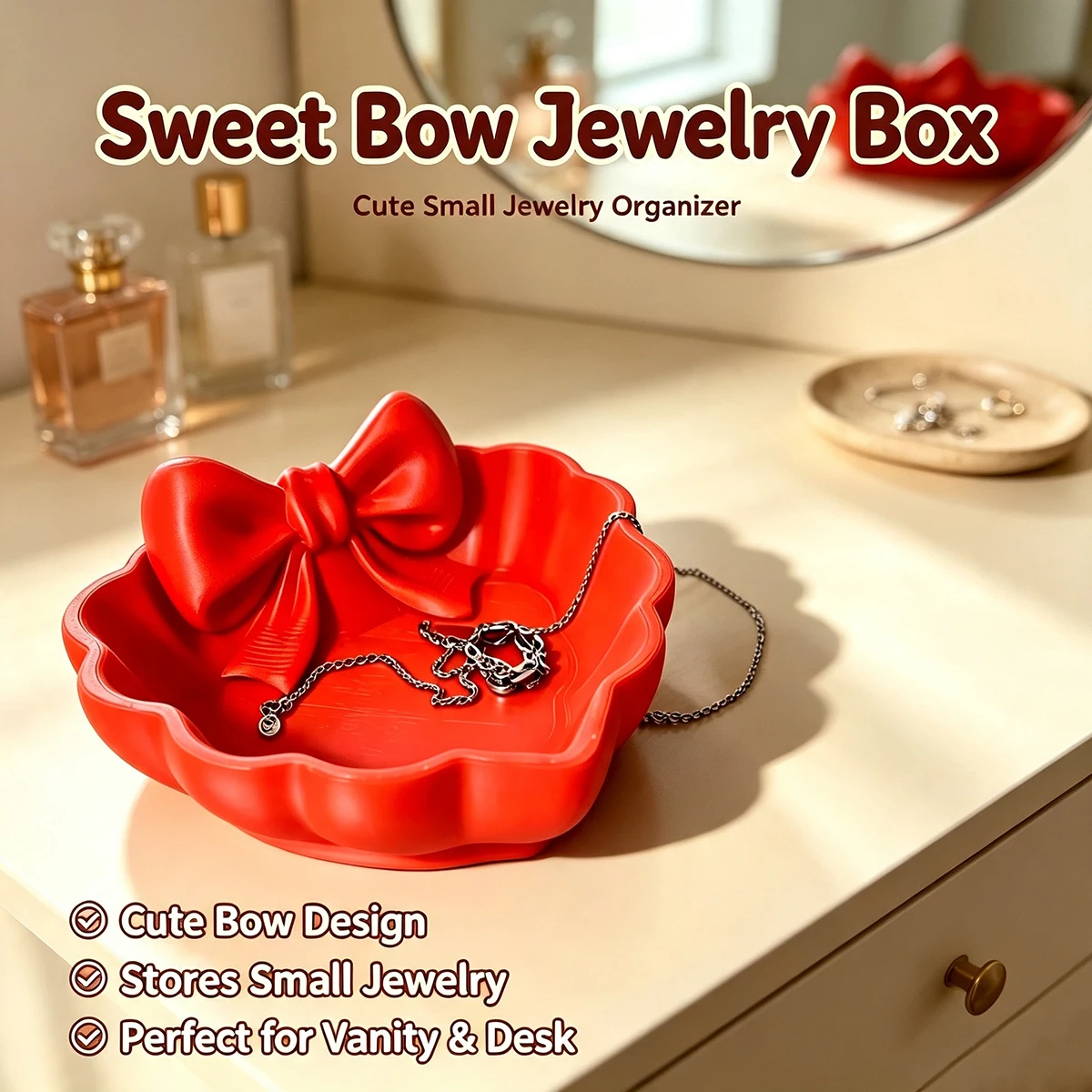 Colorful Bowknot Jewelry Tray, Dressing Table Key Necklace Ring Storage Tray, Ins-Style Decorative Ornament Entryway Storage Tray