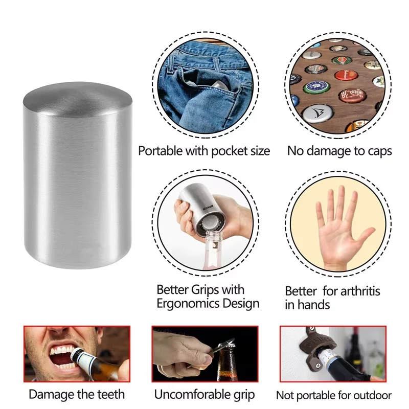 فتاحة زجاجات البيرة الأوتوماتيكية الممتازة، فتاحة زجاجات الصودا المغناطيسية مع أداة فتح النادل السريعة ذات الغطاء الأوتوماتيكي #2