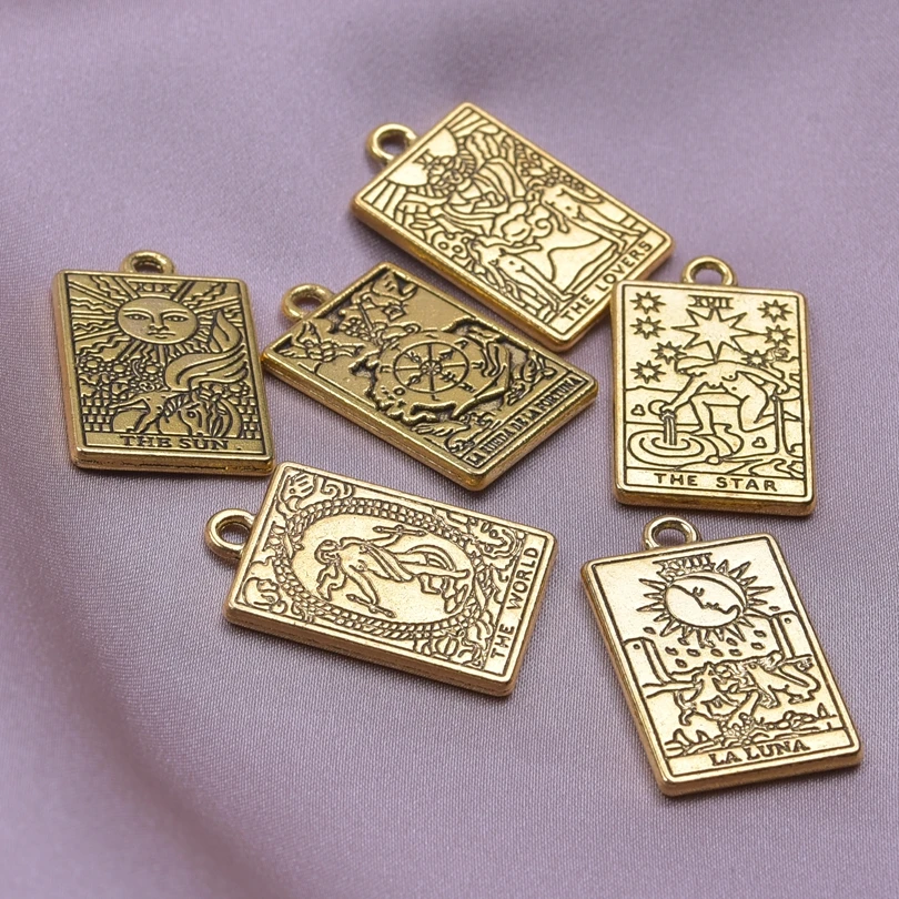 10pcs/lot Gold Plated Tarot Accessories DIY Bulk Wholesale Alloy Pendant Charm for Jewelry Making Necklace Earrings DIY Material