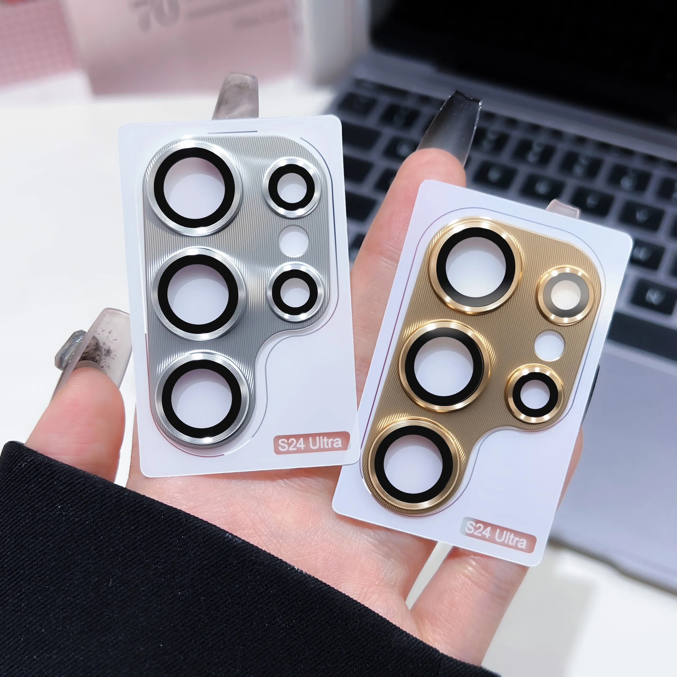 

Fashion Metal Lens Protector Glass For Samsung S25 S24 S23 Ultra Full Cover Camera Protection 1pcs