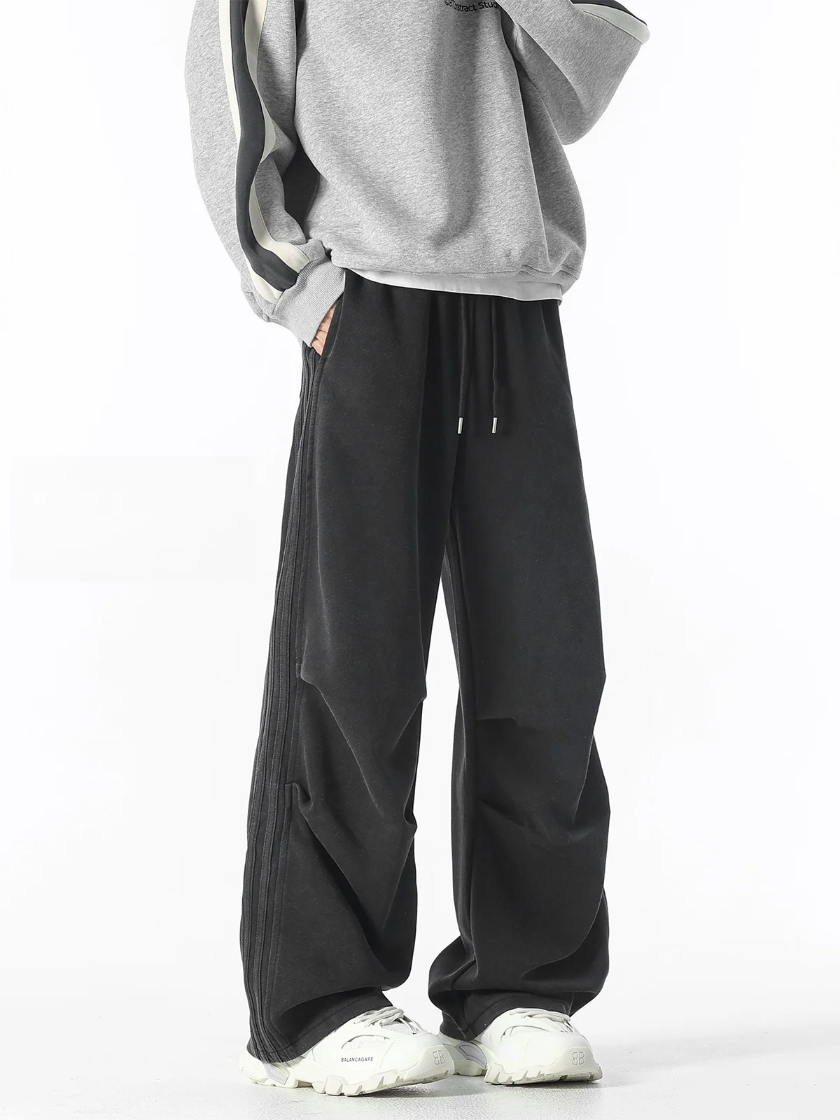 

Мужские повседневные брюки Waed Bla American Street Style: весенние широкие брюки-парашюты, модные брендовые свободные прямые брюки