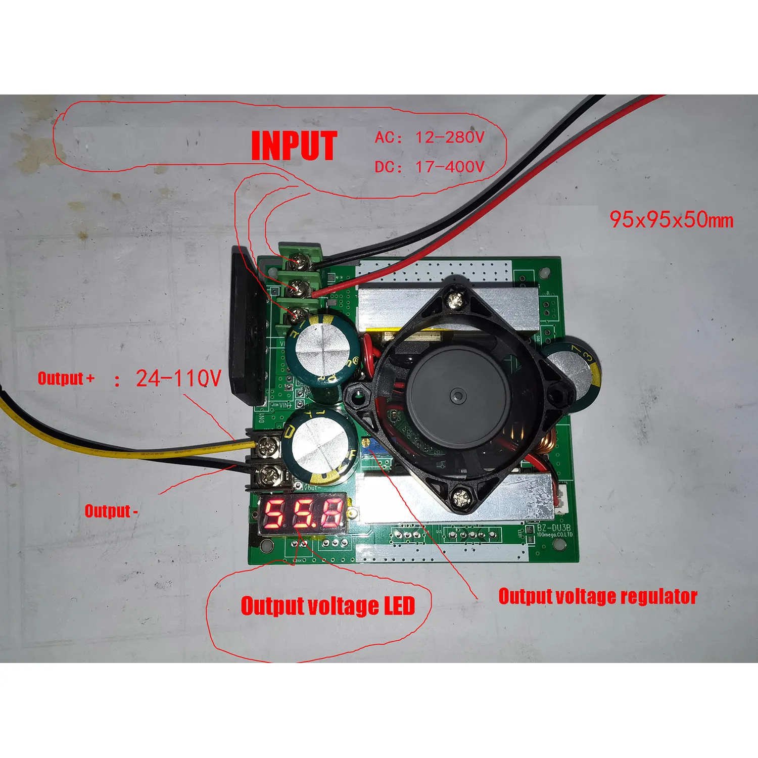 100W AC/DC TO DC automatic Buck boost Converter 110V 220V 15V-400V TO 96V 84V 72V 60v 48v 36v 24V Voltage Regulated Power Module