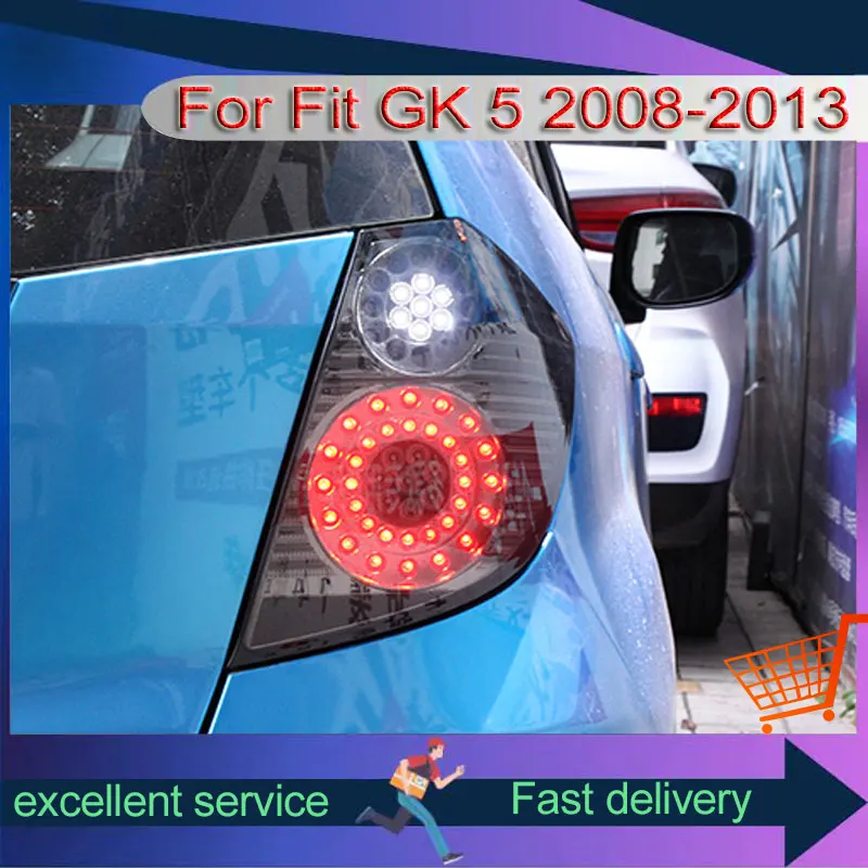 New Style LED Rear Lamps For Honda Fit 2008-2013 GK 5 Taillight Refit With Running Brake Reversing Lights Automobile Accessories