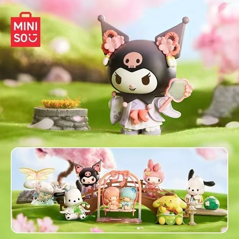 

Hot Miniso Blind Box Toys Sanrio Figures New Rhyme Flower Clothes Series Kuromipacha Dog Big Ear Dog Handmade Mystery Box Gifts