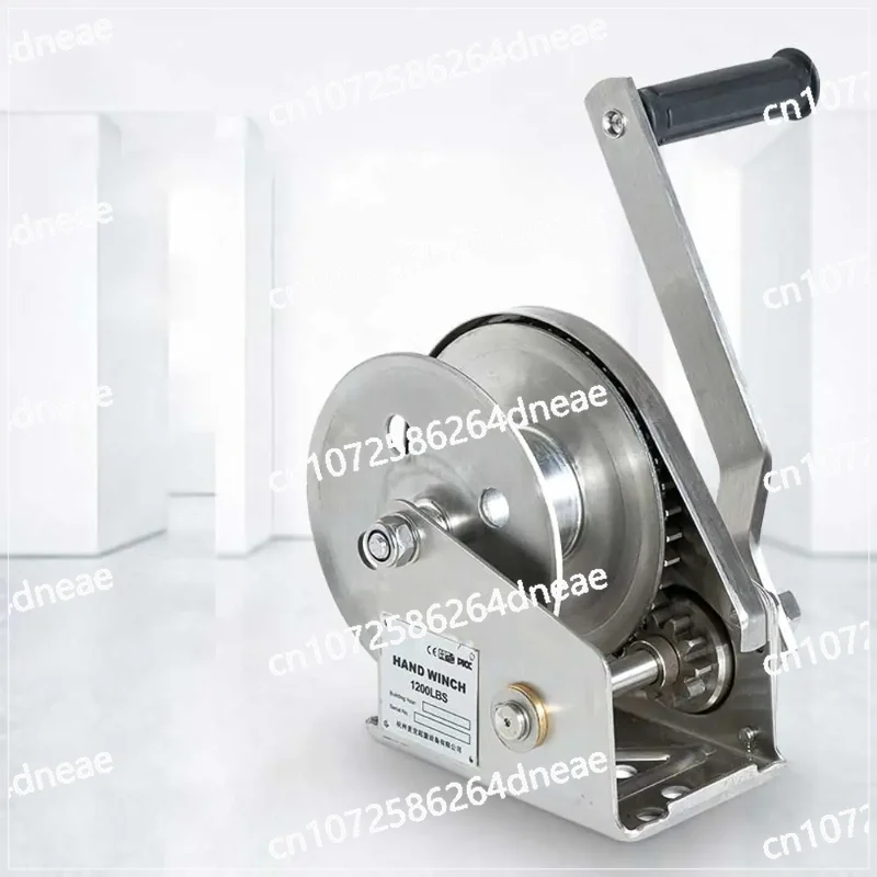 Stainless Steel Manual Winch 1200lbs 2600 Hand Cranked Winch Hoist, Bi-Directional Self-Locking Hoist