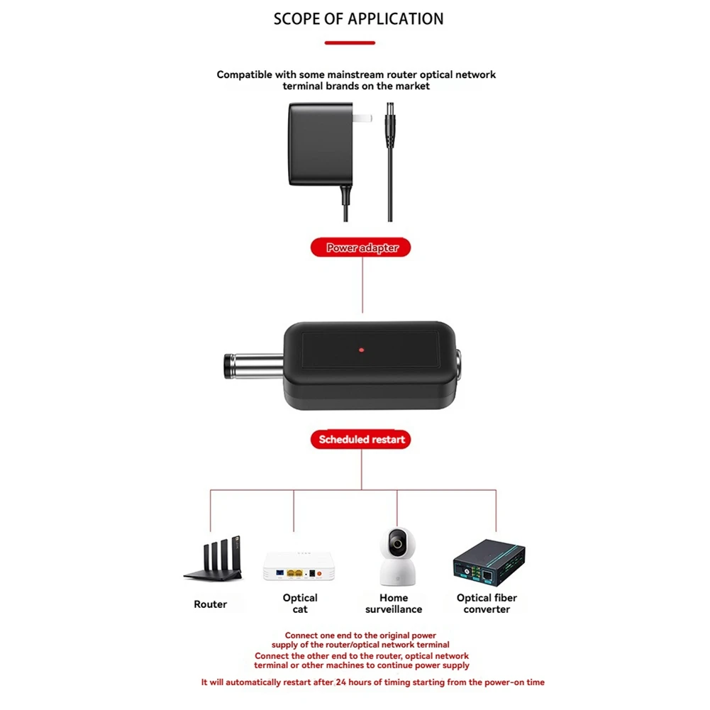 Auto Reboot Wifi Router DC 5V-15V Automatic Power Off Reset Tool 24H 5 Restart Control Line