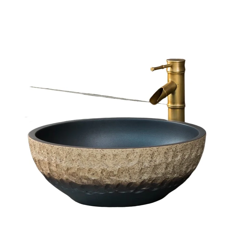 

Courtyard outdoor washbasin ceramic retro countertop basin balcony small washbasin