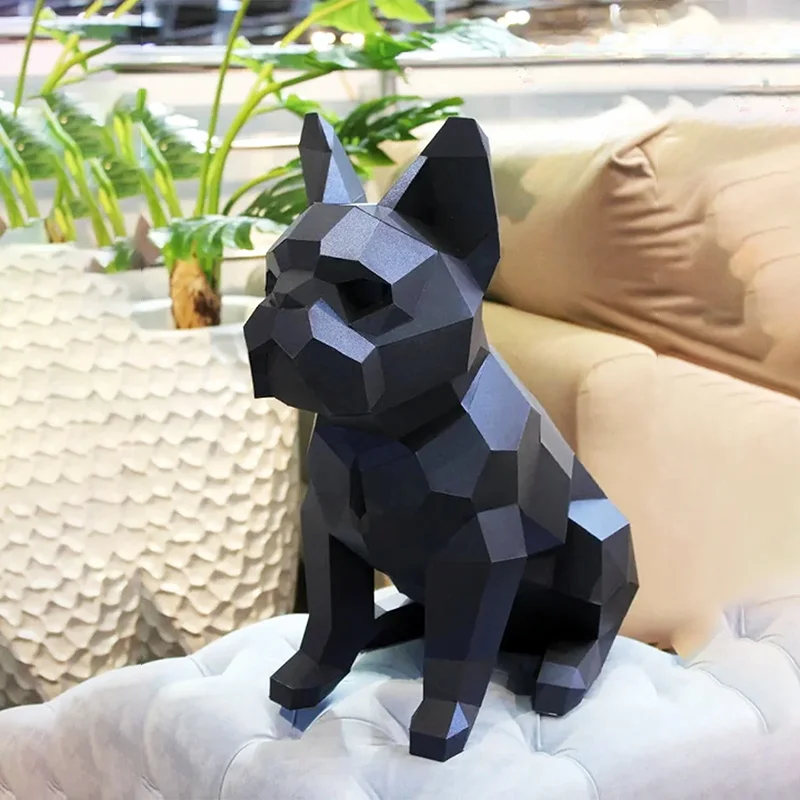 50cm buldogue francês bebê artesanal diy modelo de papel decoração para casa quarto piso ornamento mesa decoração papercraft 3d brinquedos criativos