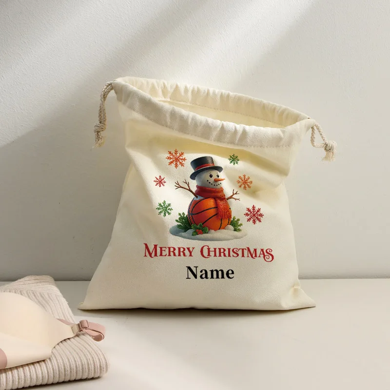 Borsa personalizzata con coulisse beige da calcio Nome personalizzato Regali di Natale di Natale Regalo sportivo per madre, sorella, fidanzata