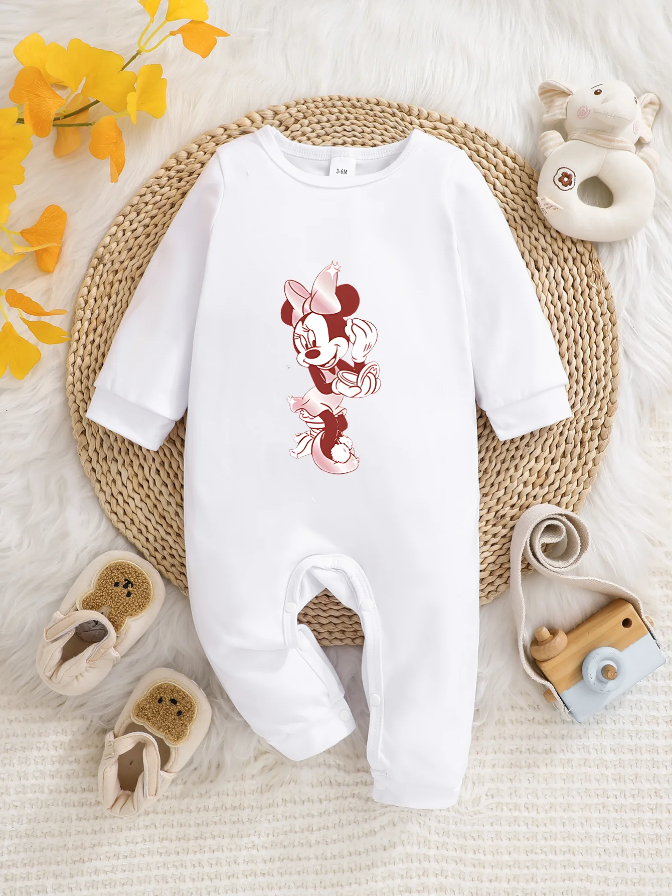 

【Официально лицензированный】 Комбинезон с длинными рукавами Disney Minnie Baby | Градиентный принт