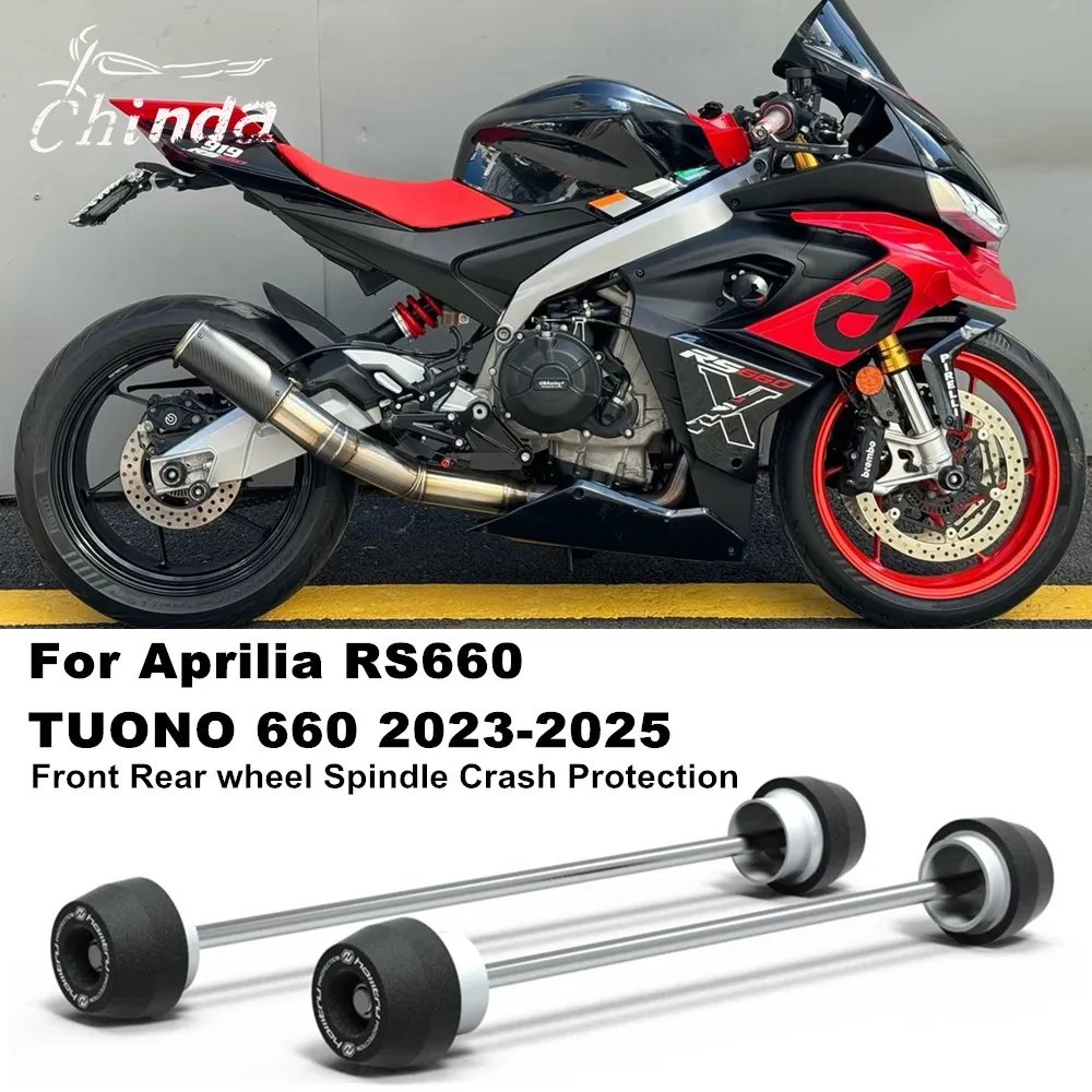 For Aprilia RS660 RS 660 Tuono 660 TUONO660 Factory 2024-2025 Motorcycle Front & Rear Axle Fork Crash Sliders Wheel Protection