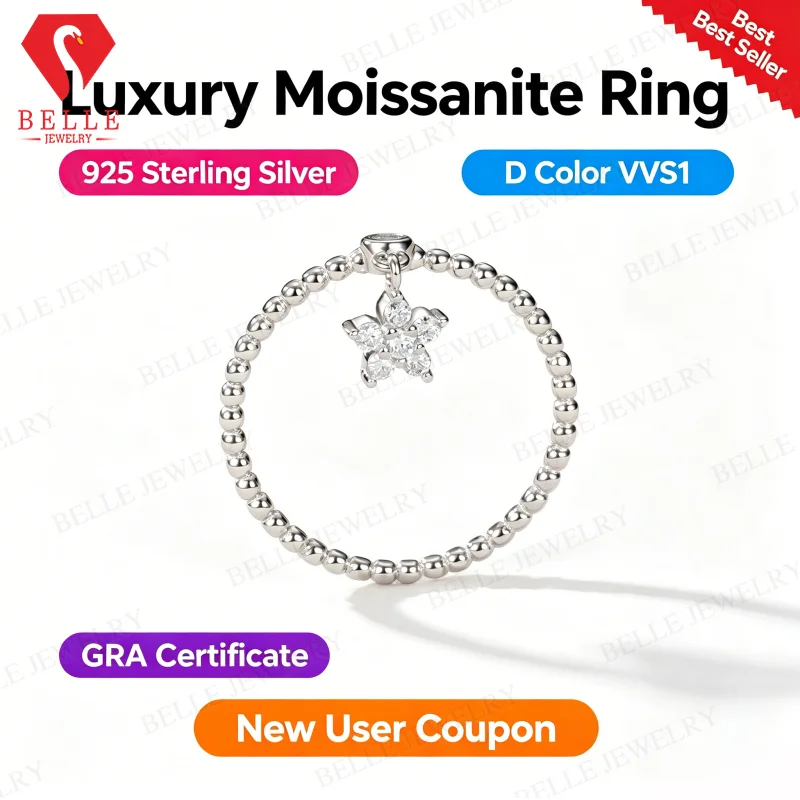 Moissanite Ring Star Shape D Color Excellent Cut VVS1 With GRA Clarity 925 Sterling Silver Anti-allergy Gift Choice Wholesale