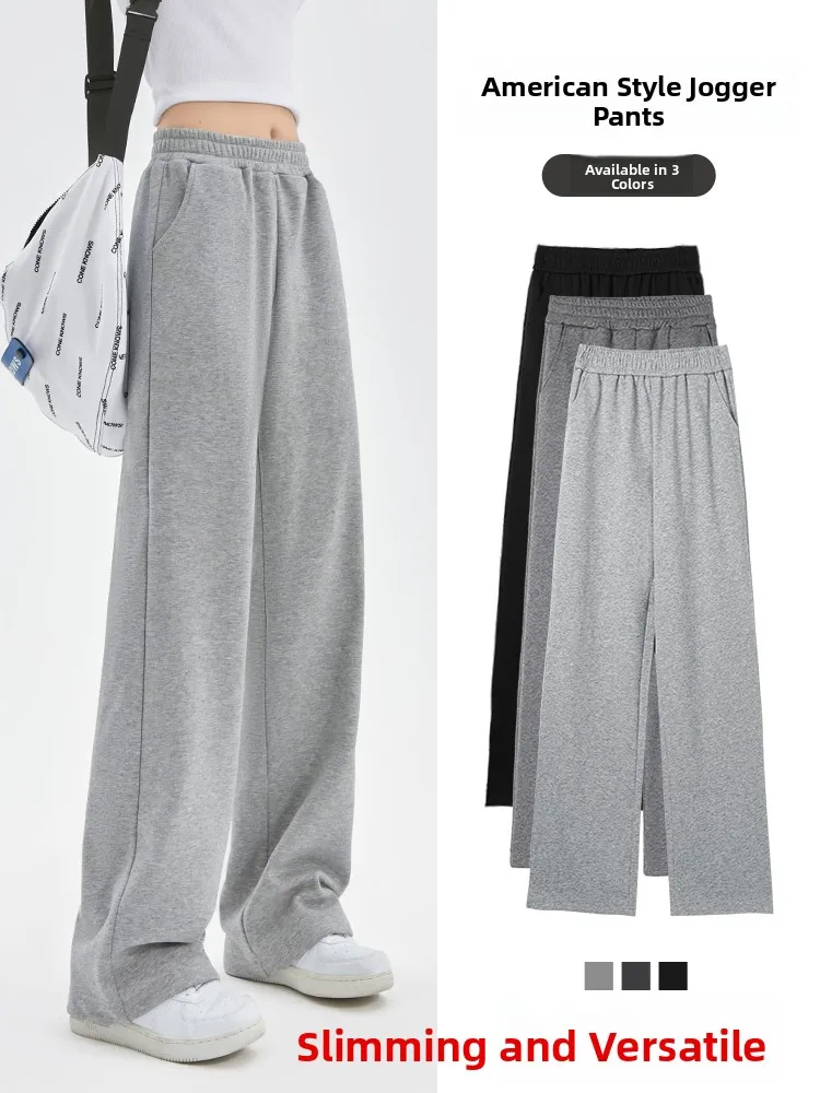 

Спортивные широкие брюки с высокой талией на подкладке, женские свободные повседневные брюки небольшого размера, большие большие размеры, утягивающие прямые брюки...