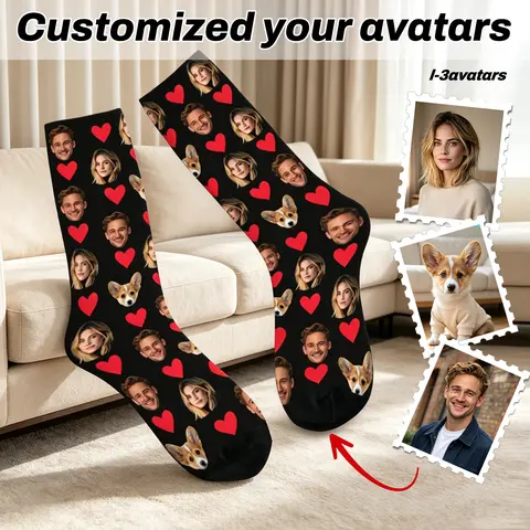 Calcetines Personalizados con Foto, Calcetines Divertidos con Diseño Personalizado, Regalo Único para Hombres, Mujeres, Parejas y Amigos
