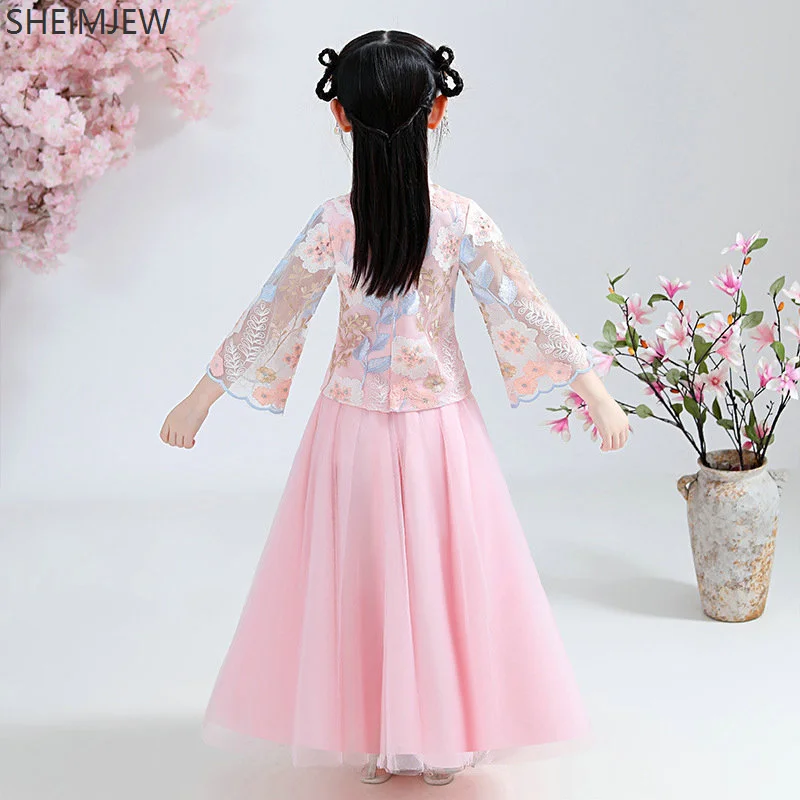 Modern Chinese Spring Hanfu Children Birthday Dress Girls Traditional Princess Tang Dynasty Clothing Chinese Ancient Style Dress