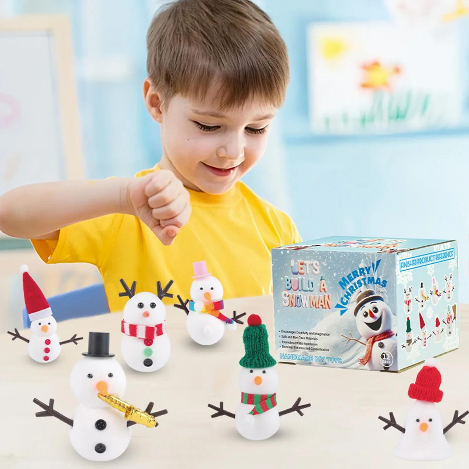 Educational DIY Resin Christmas Toys Snowman Crafts for Kids Snowman Making Kit for Christmas Party Favor