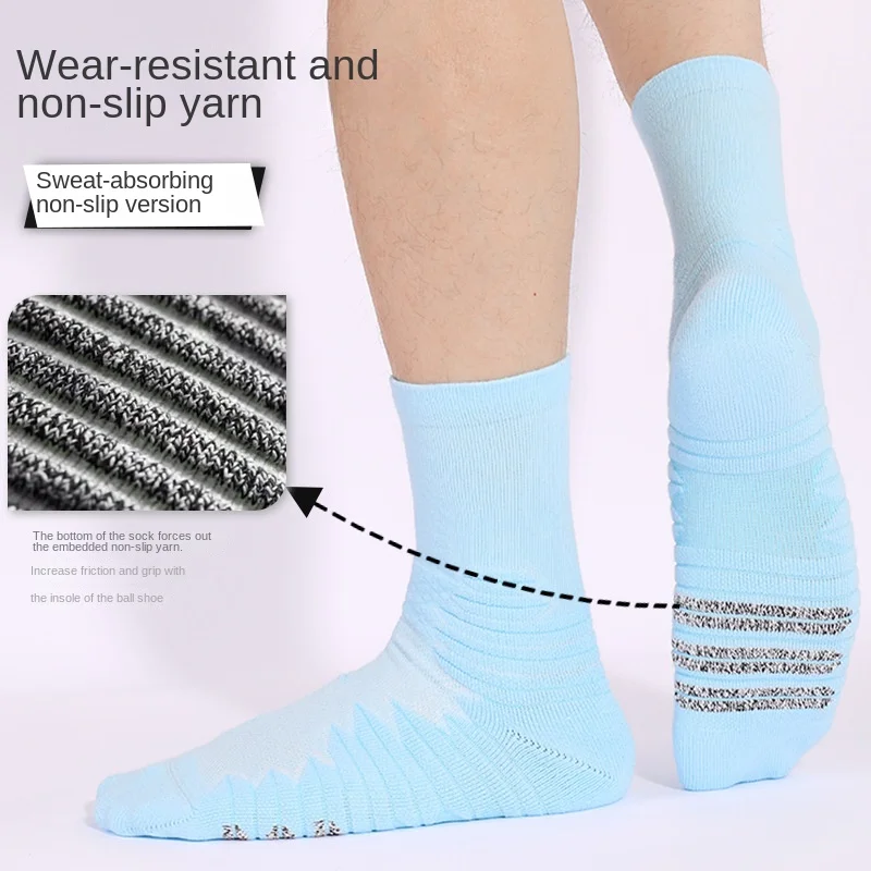 Sock Leisure Ankle Crew Fuzzy Solid-color Strong anti-slip wear-resistant Towel Bottom Mesh Breathable Basketball B2W142