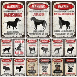 Beware Of Dog Warning Metal Sign German Shorthaired Pointer Aussie Dachshund Labrador Doxie Bulldog Dobermann Pyrenees Shiba Pug