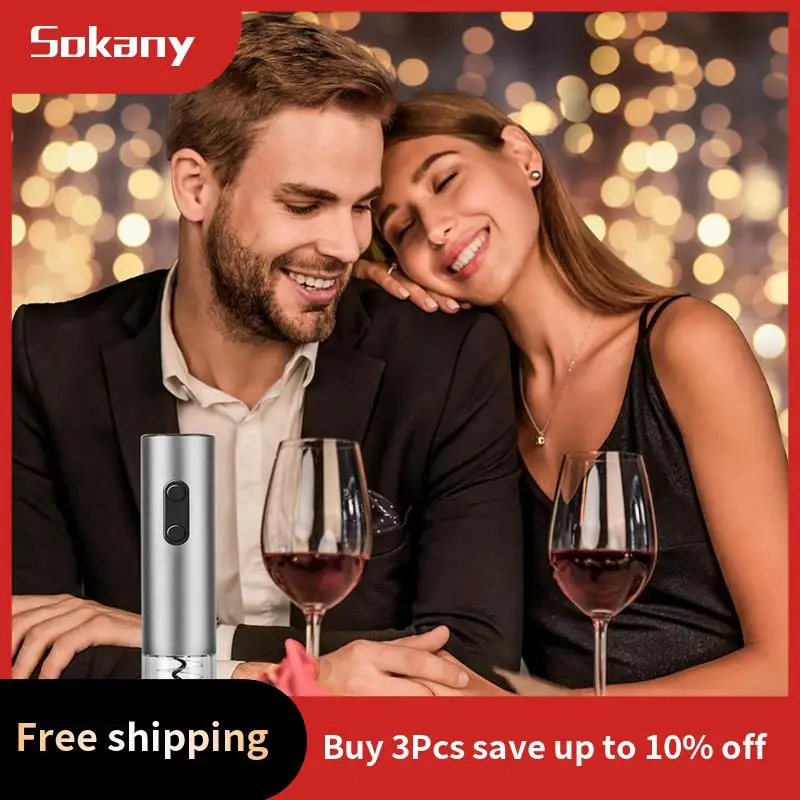 A59E-Pembuka Botol Anggur Listrik dengan Pemotong Foil Baja Tahan Karat Dioperasikan dengan Baterai Pembuka Botol Anggur Set Pembuka Botol Otomatis
