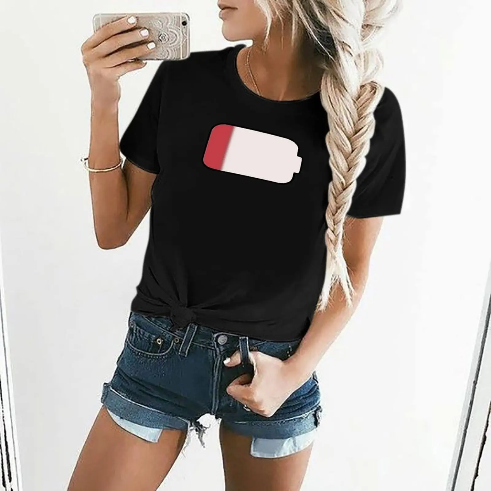 Lilith Low Battery T-Shirt Tier druck Shirt für Mädchen Tier druck für Damen bekleidung