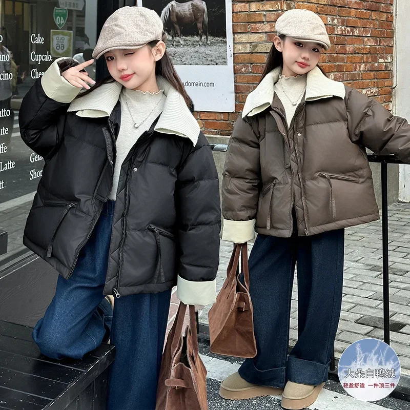 

Girls' Winter Down Jacket 2024 New Style Girls' Winter Sheepskin Non Washable Down Jacket Short Down Jacket